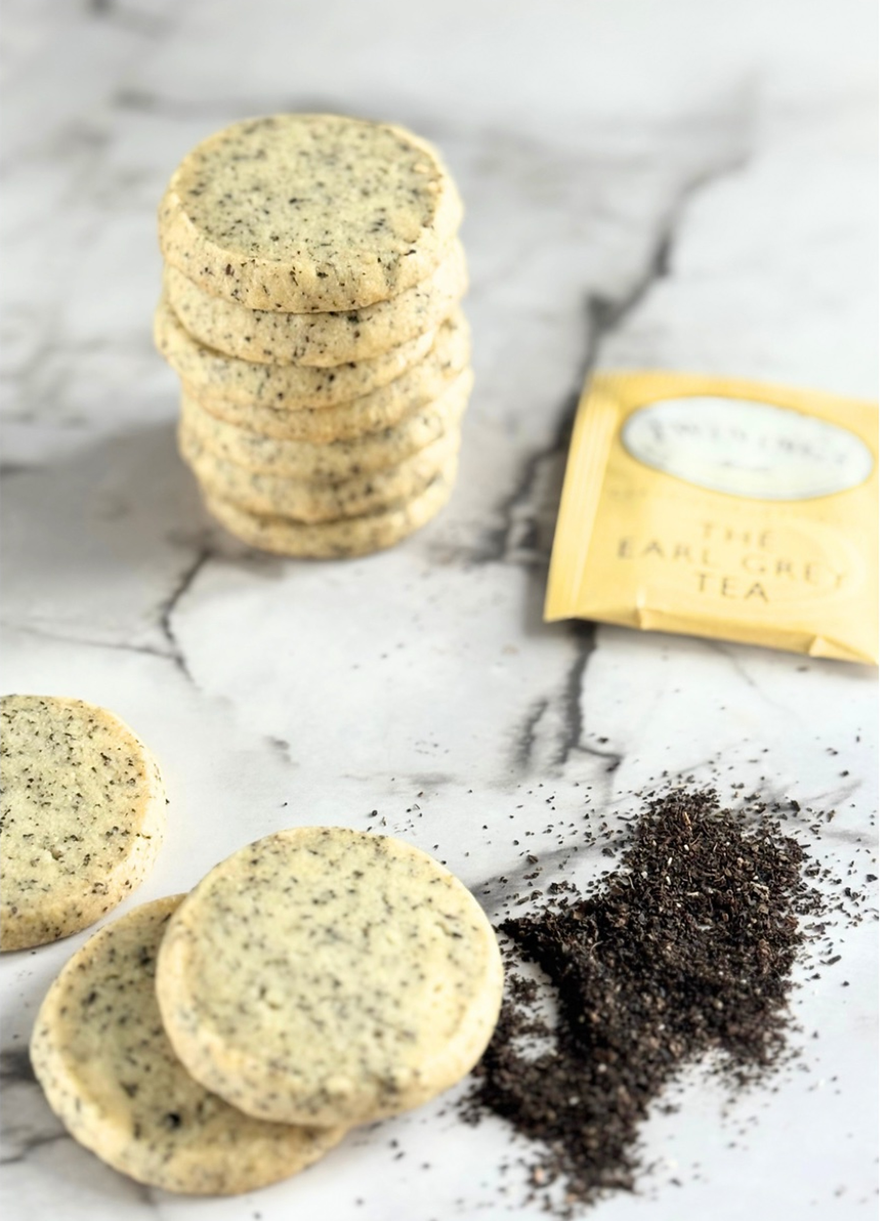 Stack of Earl Grey tea biscuits